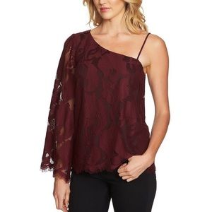 1.State One shoulder Lace Blouse size M